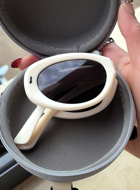 白色框猫眼复古偏光墨镜女2025新款高级感显脸小可折叠收纳方圆脸