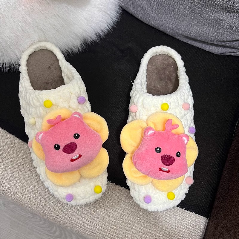 小海狸毛绒云朵厚底纯手工diy编织拖鞋材料包钩针自制成品冬季女