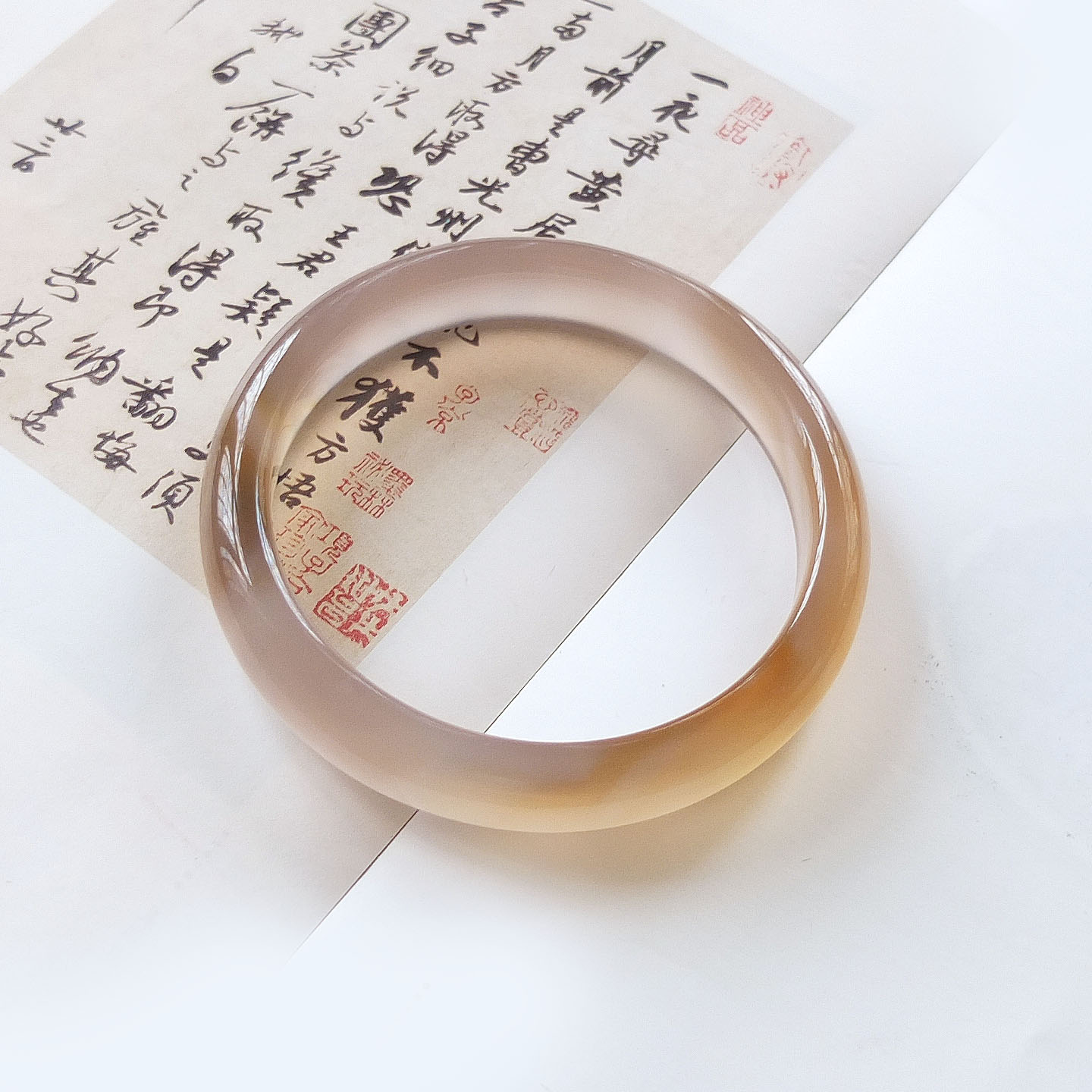 沛孚新品天然玛瑙玉髓手镯冰种灰冰黄玉石玉镯子起光配证书包邮