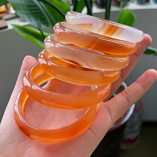 沛孚天然橘红玛瑙玉髓手镯包邮