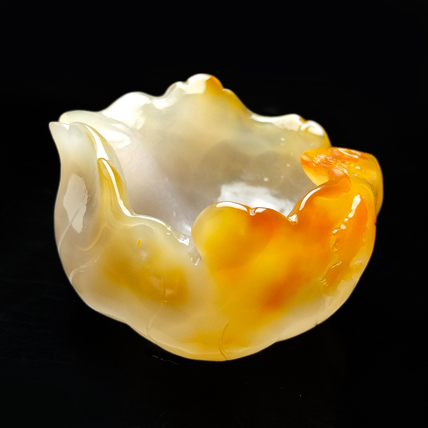 沛孚天然玛瑙玉髓巧雕碗摆件年年有余玉茶海笔洗器皿杯子正品包邮