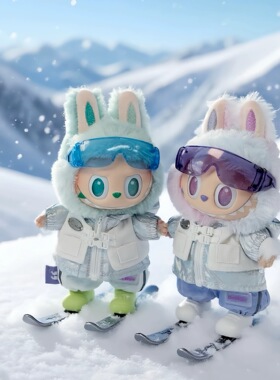 拉布布3.0滑雪服套装娃衣17cmLabubu换装衣服滑雪板一三代通用
