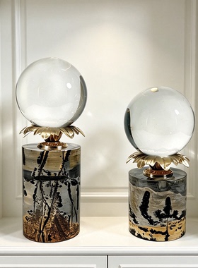 金属玻璃摆件花器花插马摆件样板间售楼部软装饰品摆件花器