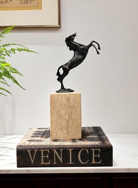 轻奢铜马雕塑摆件样板间售楼处酒店玄关办公室家居软装饰品摆件