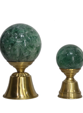 绿萤石球摆件原矿石桌面摆件幸运水晶球家居软装饰品礼品摆件