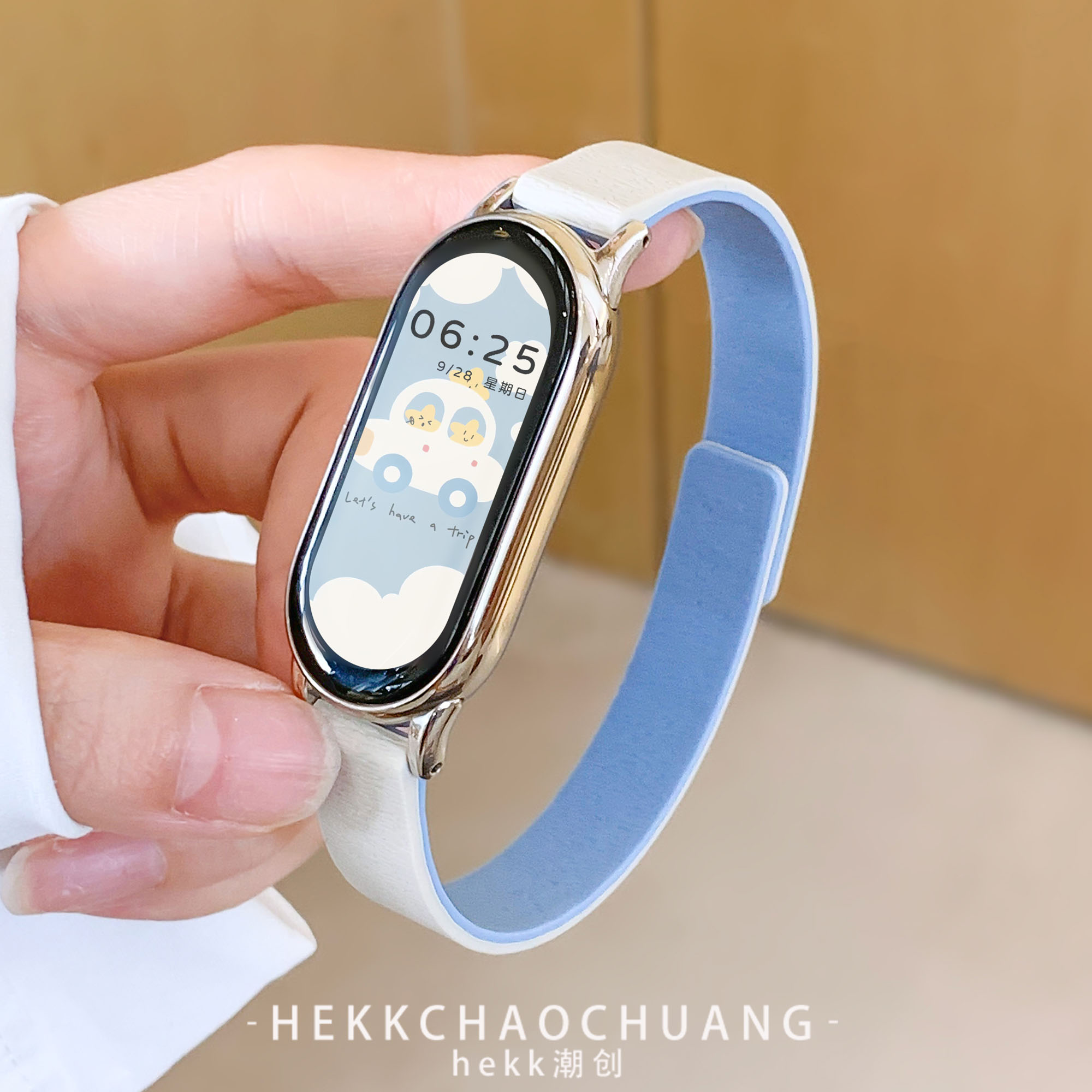 适用小米10表带荔枝纹软磁腕带女