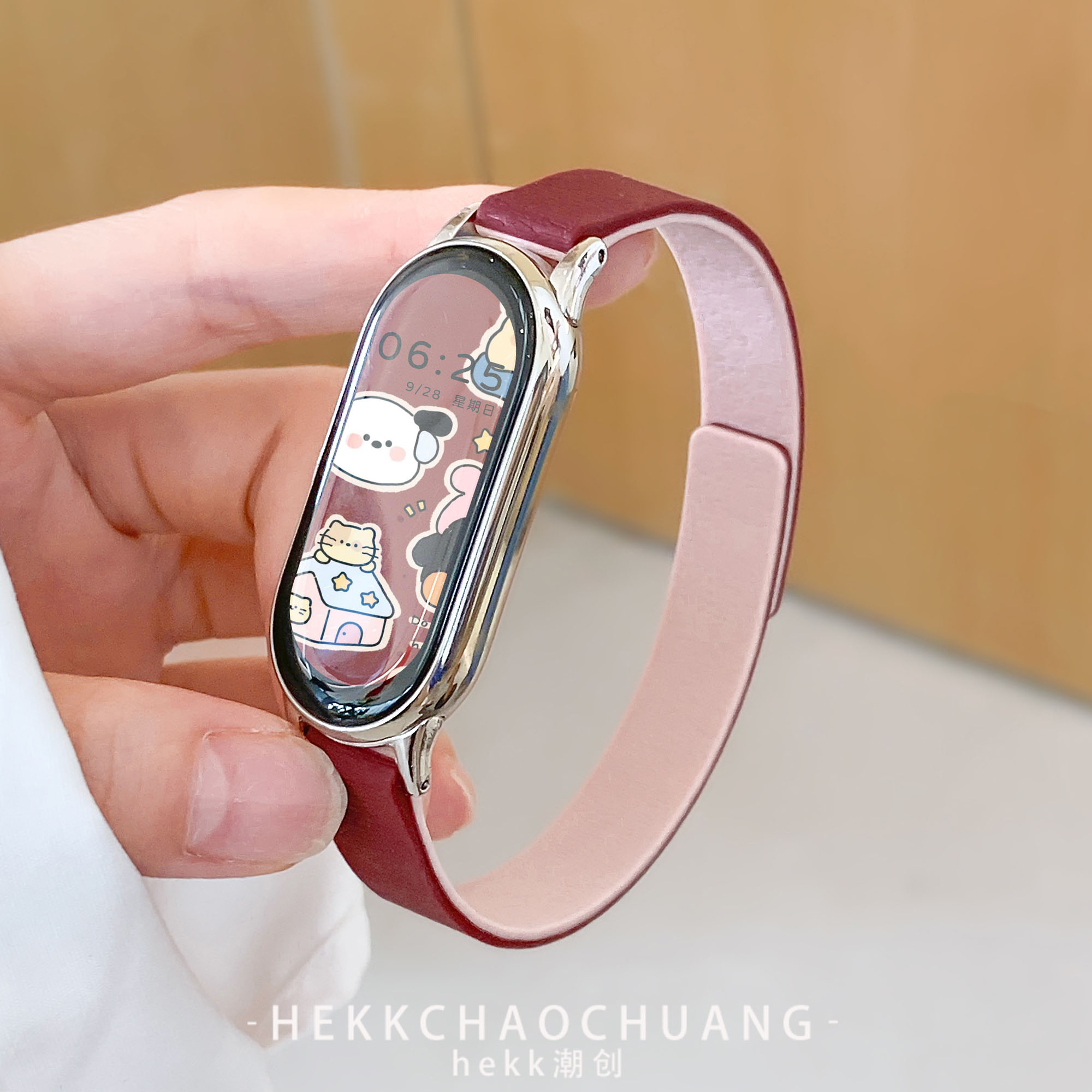 hekk适用小米手环10表带荔枝纹软磁小米9手环表带运动配件腕带女