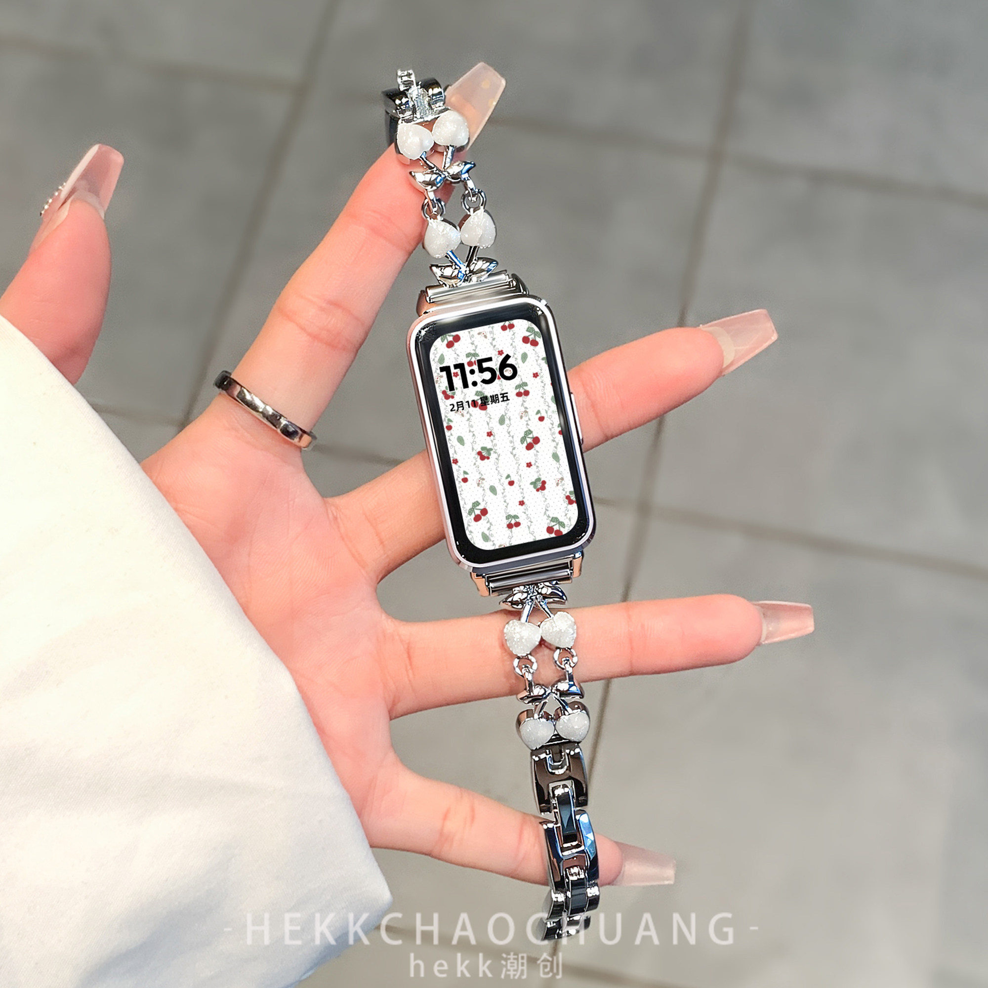 hekk夏天樱桃表链适用华为手环11表带女生华为手环10/9/8