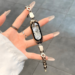 hekk适用小米9手环表带新品烂漫鎏金细闪表链小米手环10表带女款