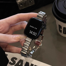 适用小米手环9pro表带高级金属钢带红米watch4/5不规则蝴蝶扣腕带