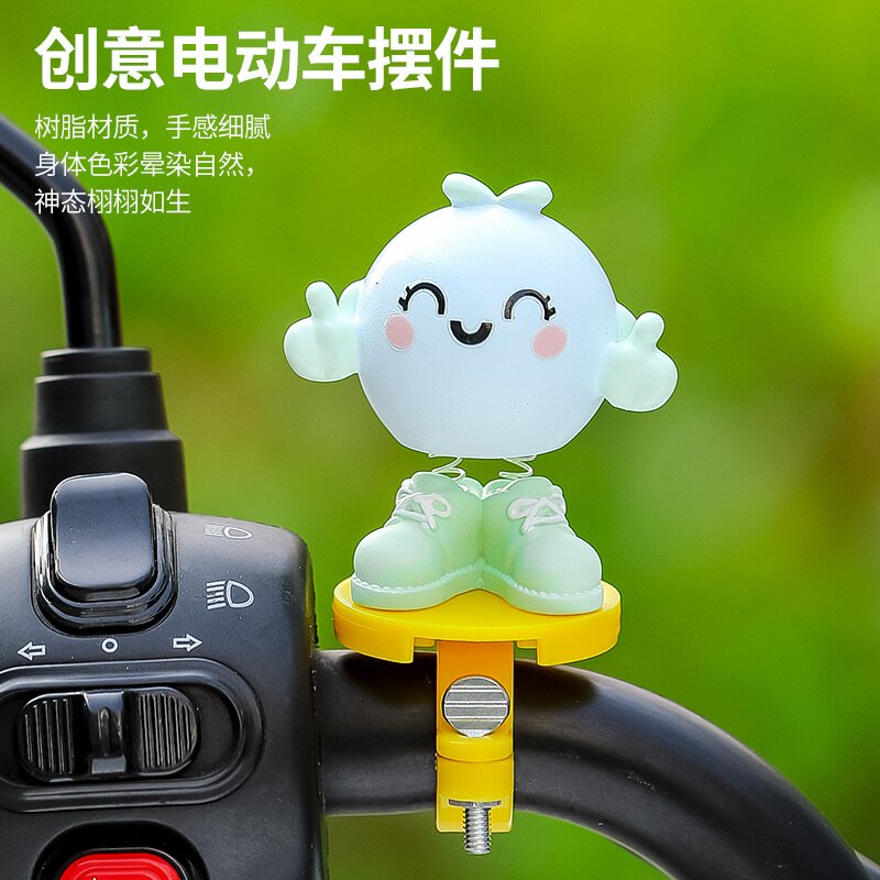 弹簧公仔电动车摆件2025新款感自行车配饰创意小摆件卡通公仔