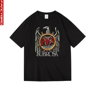 欧美重金属杀手Slayer乐队周边印花纯棉短半袖T恤男女中性款夏季