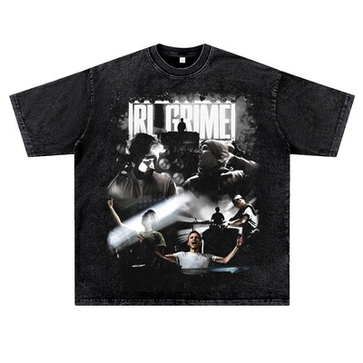 美式复古vintage潮流百大DJ电音高街RL Grime电音DJ水洗做旧T恤男