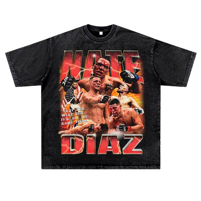 美式复古vintage高街潮流拳王搏击MMAUFC恶汉内特迪亚兹短半袖T恤