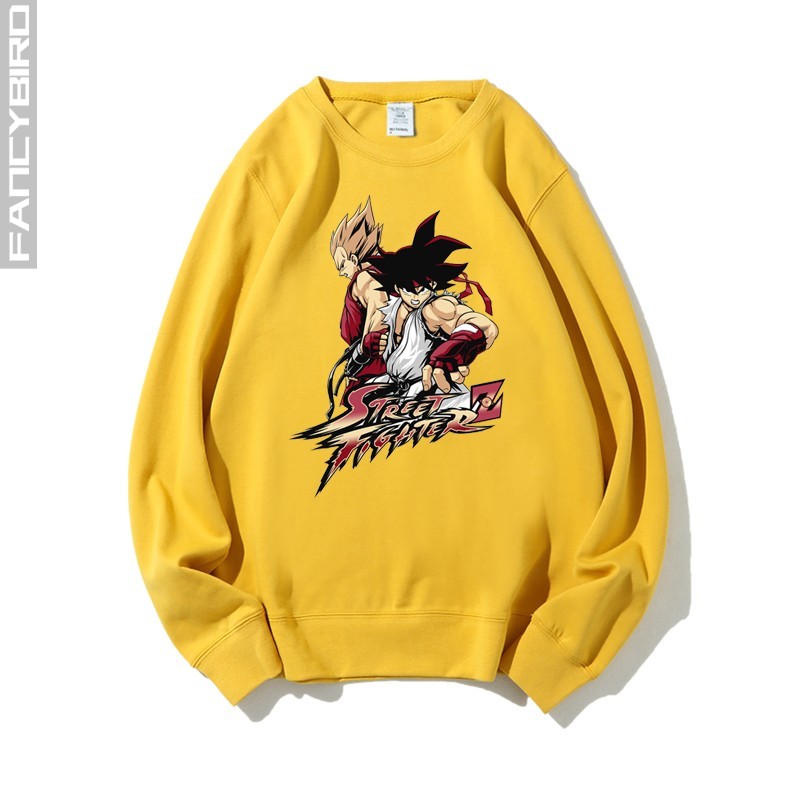 春秋圆领卫衣长袖套头衫男女同款七龙珠孙悟空联名街头霸王游戏隆