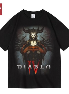 欧美游戏莉莉丝周边diablo暗黑破坏神4印花纯棉短半袖T恤男女夏季