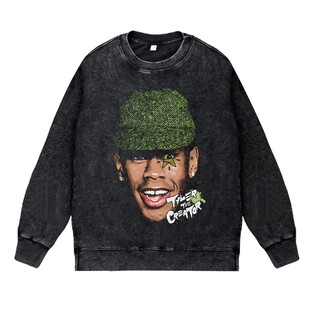 美式说唱潮流apper水洗做旧vintage套头圆领衣Tyler, The Creator