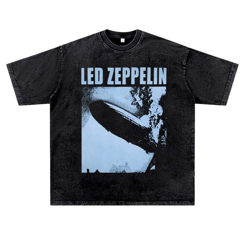 美式复古vintage水洗做旧小众潮流ledzeppelin齐柏林飞艇摇滚T恤