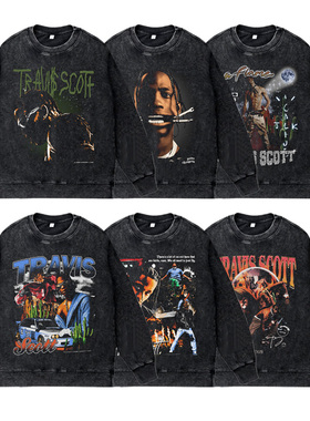 美式说唱歌手R&B秋冬圆领套头卫衣特拉维斯斯科特TravisScott男女