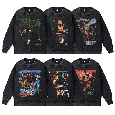 美式说唱歌手R&B秋冬圆领套头卫衣特拉维斯斯科特TravisScott男女