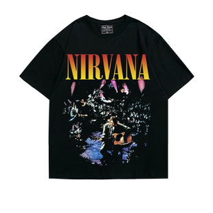 涅槃nirvana不插电93纽约live潮流oversize落肩五分袖重磅宽松T恤