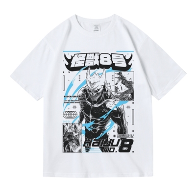 日式动漫二次元卡通怪兽8号日比野卡夫卡周边印花宽松短袖T恤男女