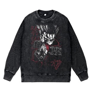 美式复古卡通二次元vintage秋冬圆领套头卫衣法修枪神Trigun周边