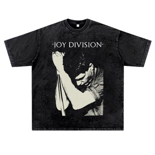 美式复古vintage水洗做旧ins潮流快乐分裂joy division朋克T恤男