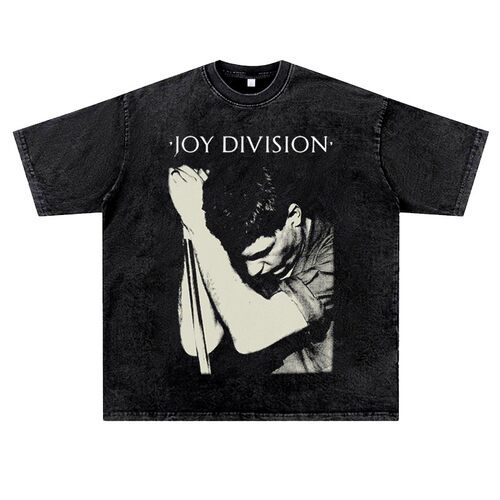 美式复古vintage水洗做旧ins潮流快乐分裂joy division朋克T恤男