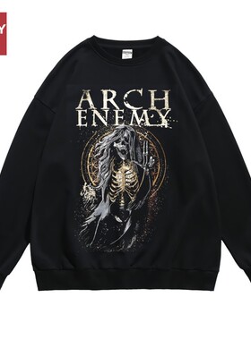 大敌乐队摇滚金属archenemy周边印花秋冬长袖圆领无帽卫衣男学生