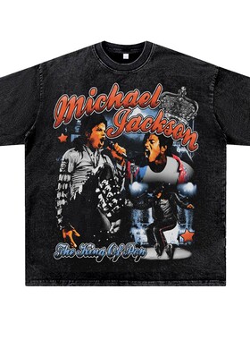 美式水洗做旧嘻哈rapper厂牌michaeljackson迈克尔杰克逊潮流T恤
