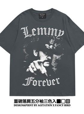 motorhead摩托头摇滚乐队周边重磅纯棉落肩宽松短半袖T恤男女夏季