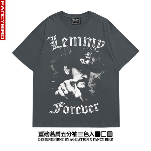 motorhead摩托头摇滚乐队周边重磅纯棉落肩宽松短半袖T恤男女夏季