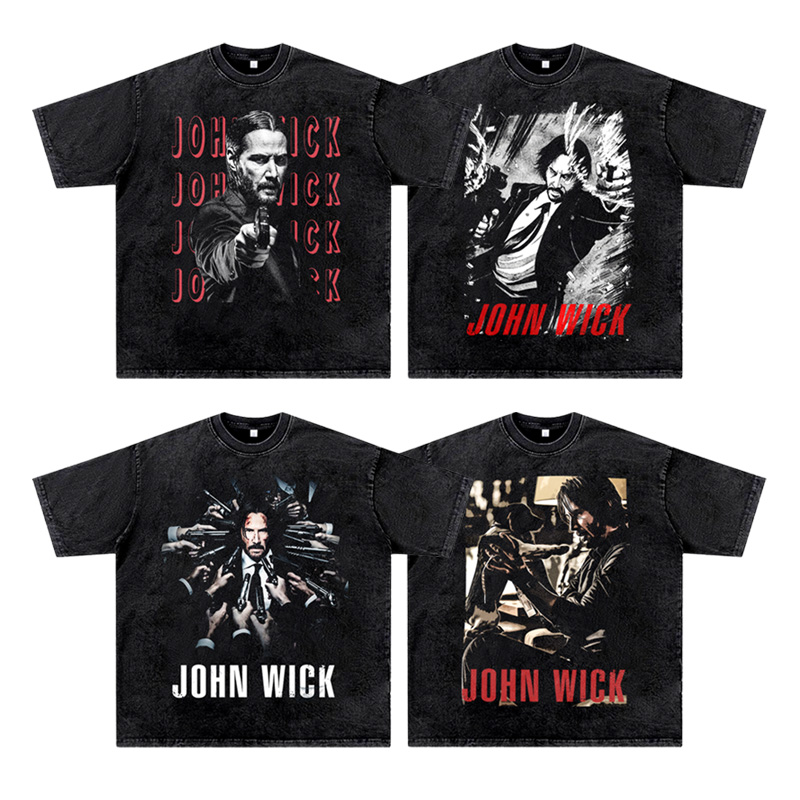 美式复古日系二次元潮流johnwick疾速追杀电影短半袖T恤男女夏季