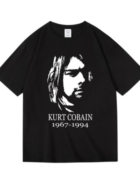 nirvana涅槃盘柯特科本KurtCobain头像摇滚周边纯棉短半袖T恤男女