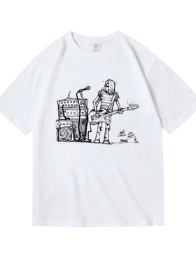 nirvana涅槃盘柯特科本KurtCobain摇滚周边宽松纯棉短半袖T恤男女