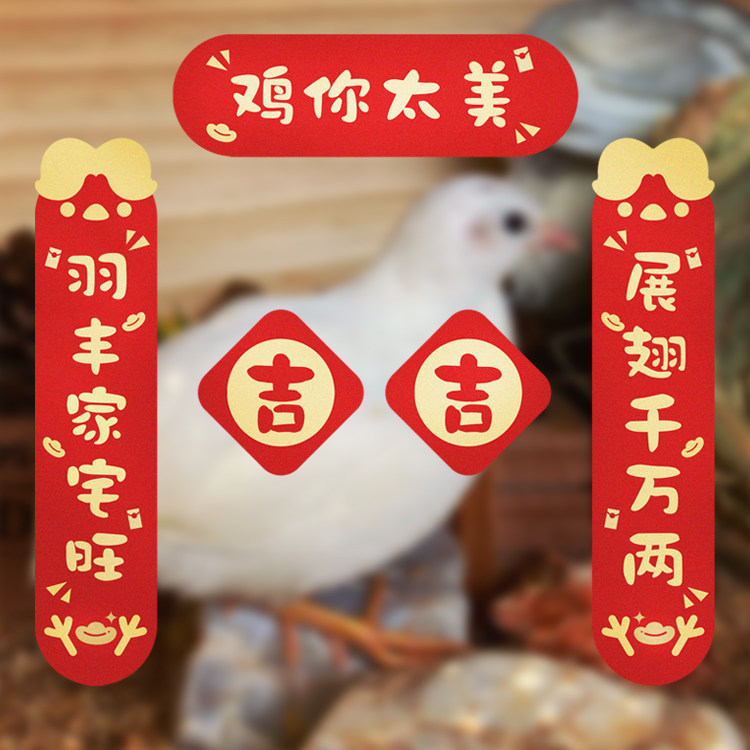 2025新年芦丁鸡屋春联宠物小门联对子饲养箱喜庆装饰鸡对联烫金