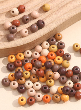 8-16mm美拉德色系木珠圆珠彩色散珠diy手工麻绳流苏珠串饰品配件