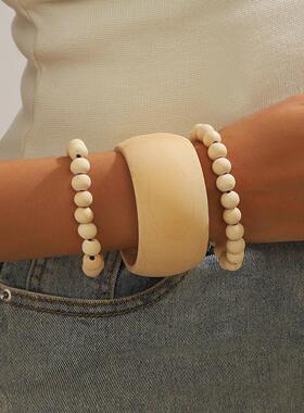 个性小众手工木手链手镯套装