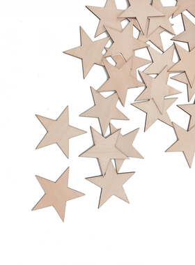 木片加工五角星木质激光切割DIY木板手工贴片