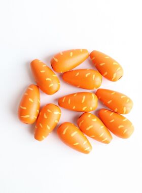 复活节胡萝卜木珠麻绳流苏木珠串DIY配件2.8*1.5cm  单个价