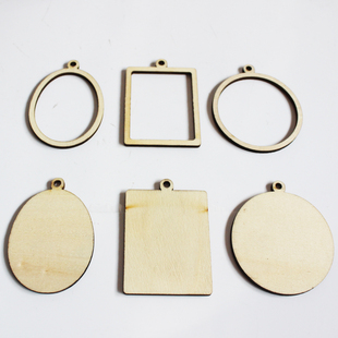 DIY手工制作几何形木片木珠耳环饰品材料  单个价