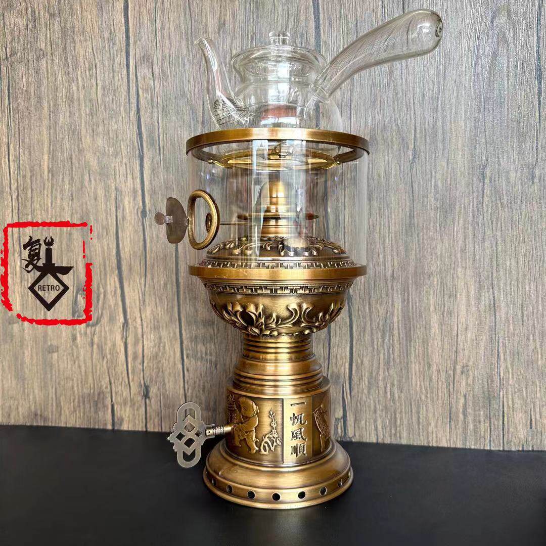 精品上链灯加重复古铜茶灯煮茶炉