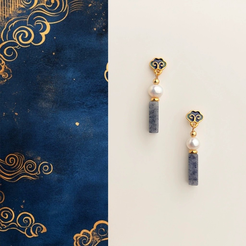 国风原创淡水珍珠滴油纹样耳环复古文艺古风耳钉新中式高级感耳饰,饰品/流行首饰/时尚饰品新,耳环,淘宝优惠券,粉丝福利购,淘宝优惠卷