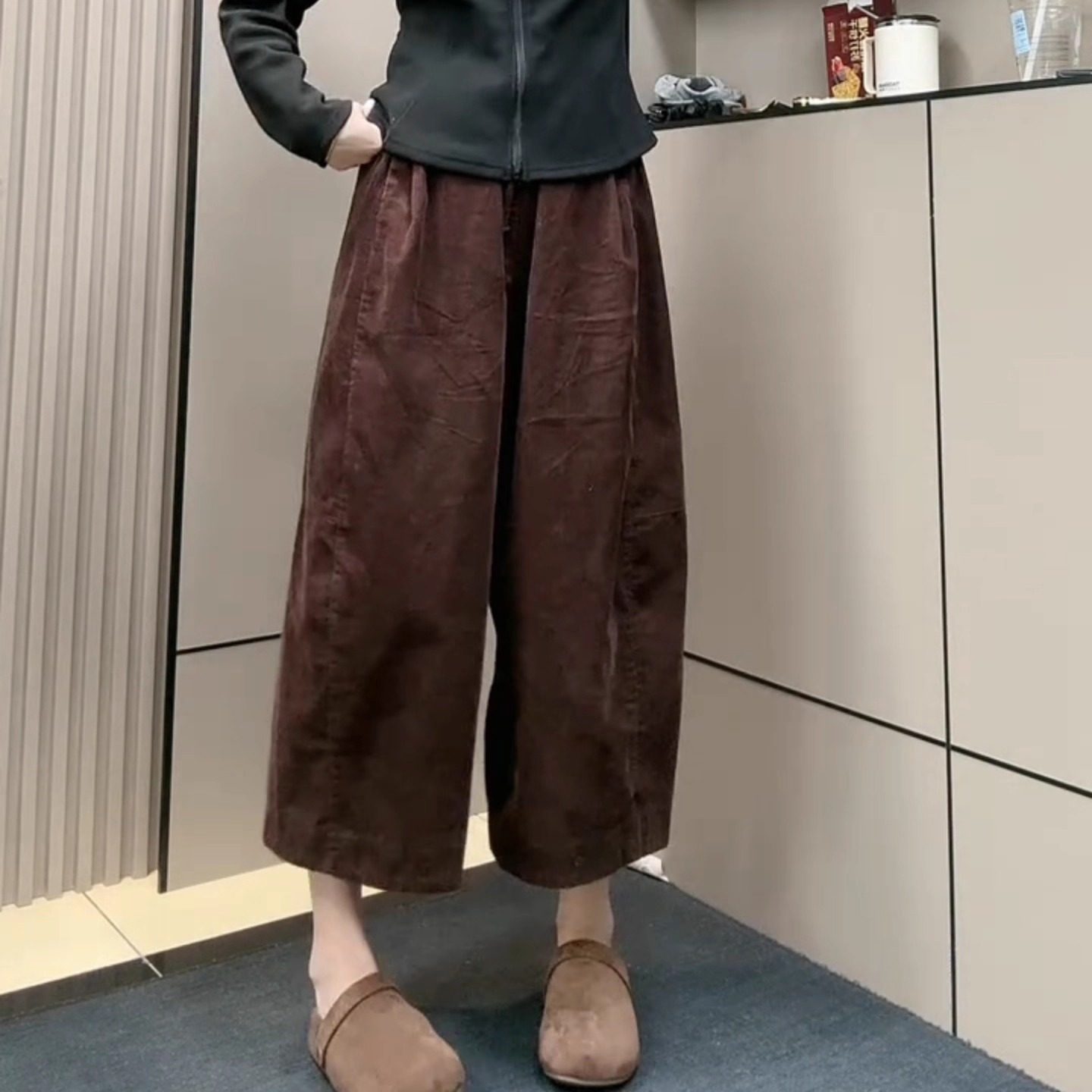 2025秋冬新款灯芯绒宽松九分阔腿裤女松弛风复古高腰百搭休闲裤,女装/女士精品,休闲裤,淘宝优惠券,粉丝福利购,淘宝优惠卷