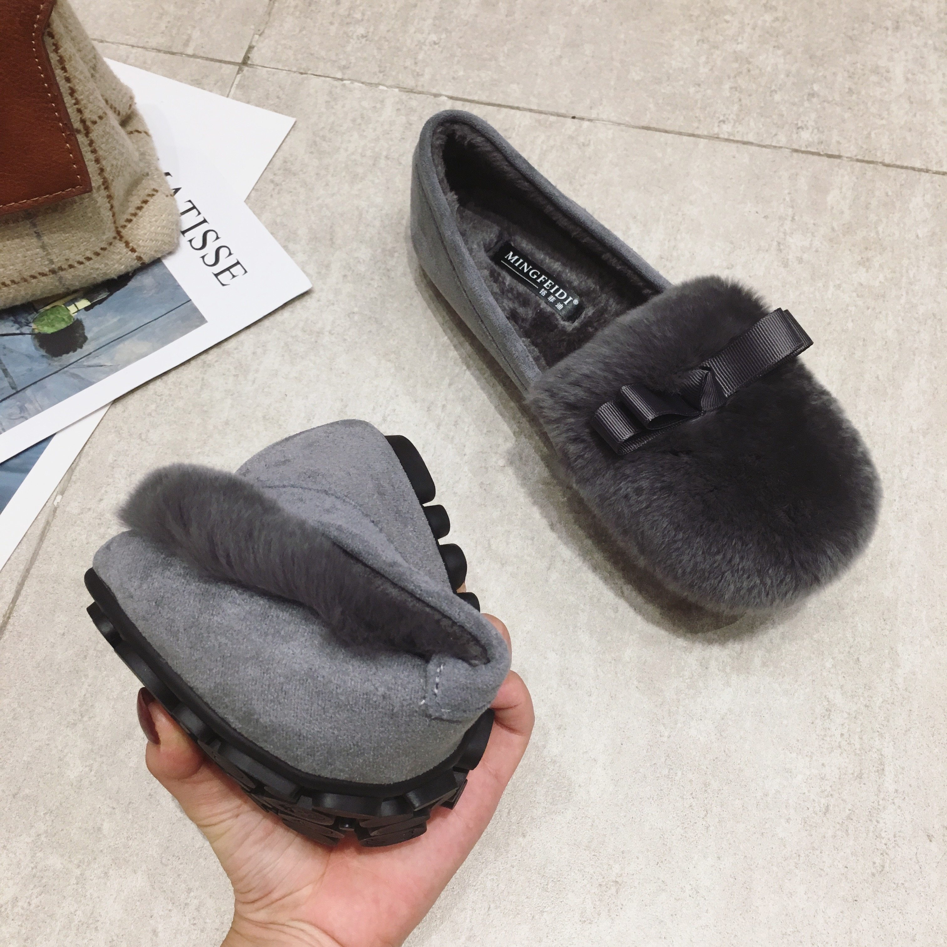 毛毛鞋女外穿平底2025年秋冬新款保暖加绒单鞋百搭大码女鞋35-43,女鞋,乐福鞋（豆豆鞋）,淘宝优惠券,粉丝福利购,淘宝优惠卷