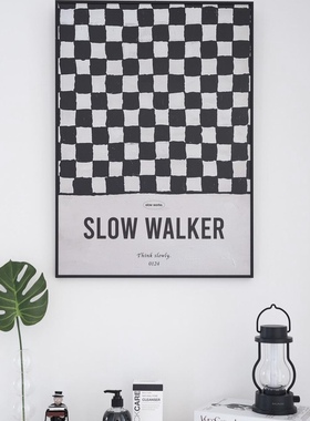 cool  韩国风格黑白蓝色系  设计感格子海报 装饰拍照道具