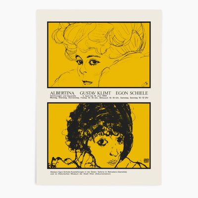 GustavKlimt&EgonSchiele 席勒复古海报 黄色波谱风人物装饰画