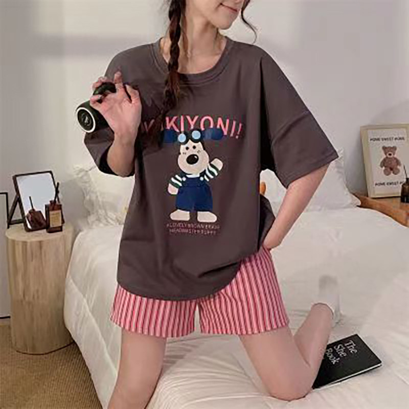 2026夏天款牛奶丝睡衣少女夏季短袖短裤卡通可外穿家居服套装