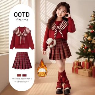 女童裙子冬装2026新款女大童圣诞新年衣服高级感富家小千金连衣裙